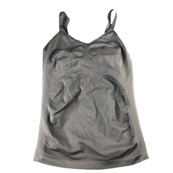 Womens Large Gray Snap Closure Nursing Maternity Base Layer Spandex Tank Top - Picture 1 of 6